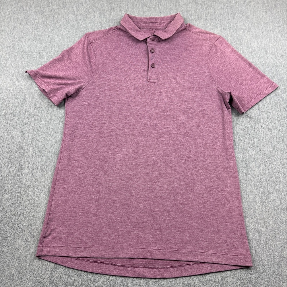 Lululemon Polo Shirt Men Small Red Evolution Short Sleeve Golf Activewear Casual